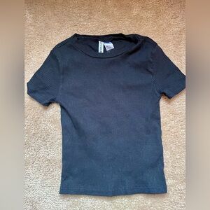 H&M black ribbed fitted t-shirt size XS